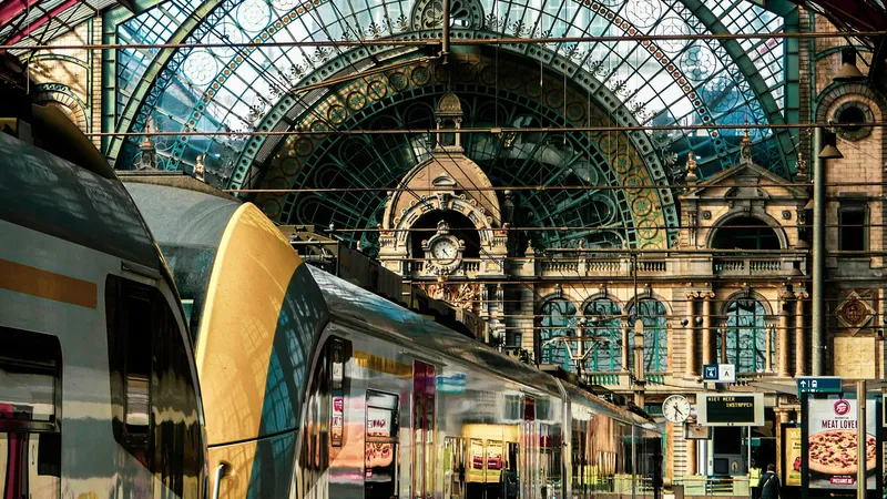 Treinen onder het glazen dak van Antwerpen-Centraal