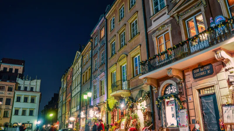 Vy över gamla stan i Warszawa, Polen