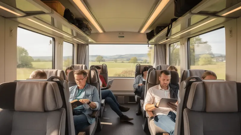 Passengers seated in a train carriage