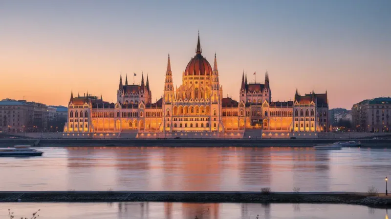 Hungarian Parliament Building on the Danube in Budapest