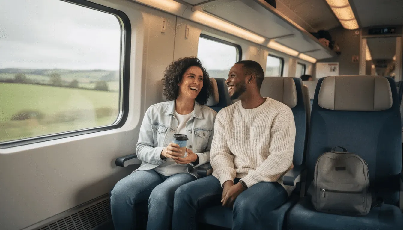 Passagiers die naast elkaar in de trein zitten
