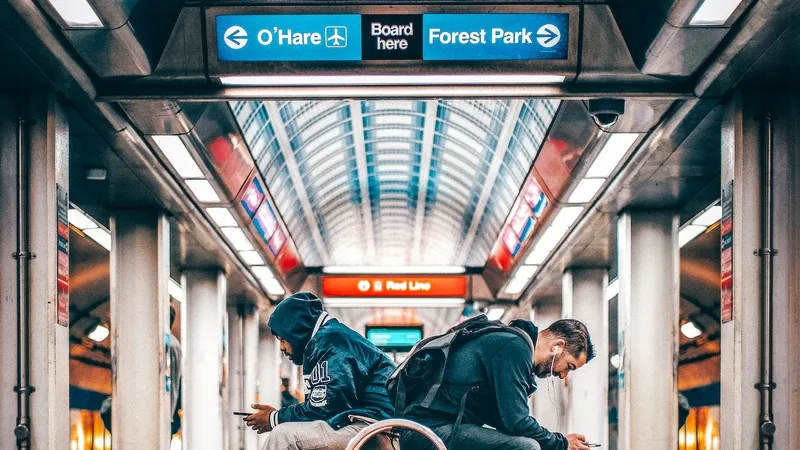 Passengers waiting in a modern railway station