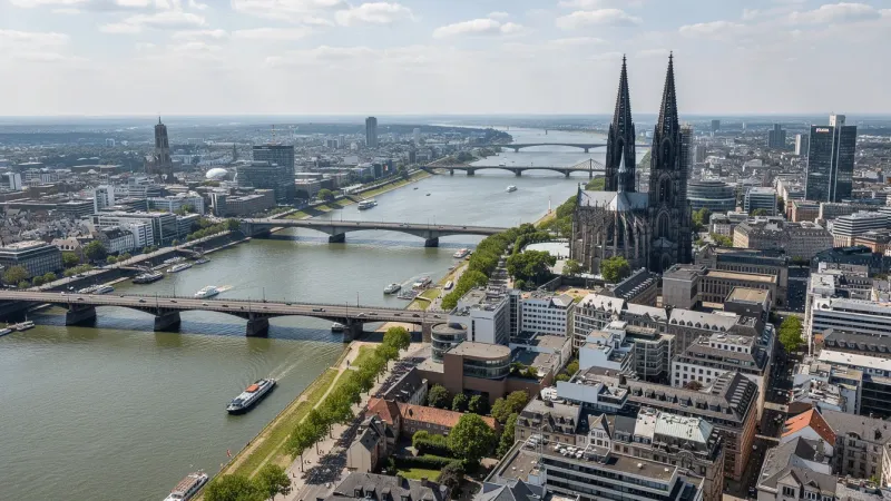 Kölner Skyline und der Rhein