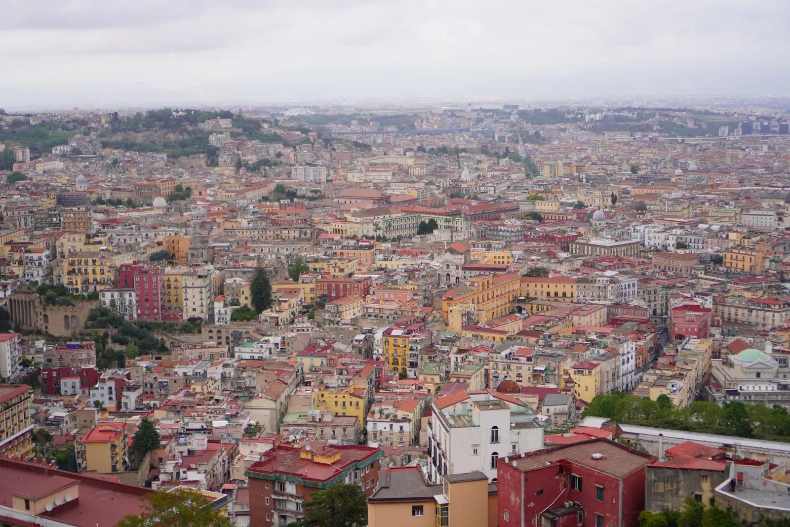 Naples cityscape and rail connections in Italy