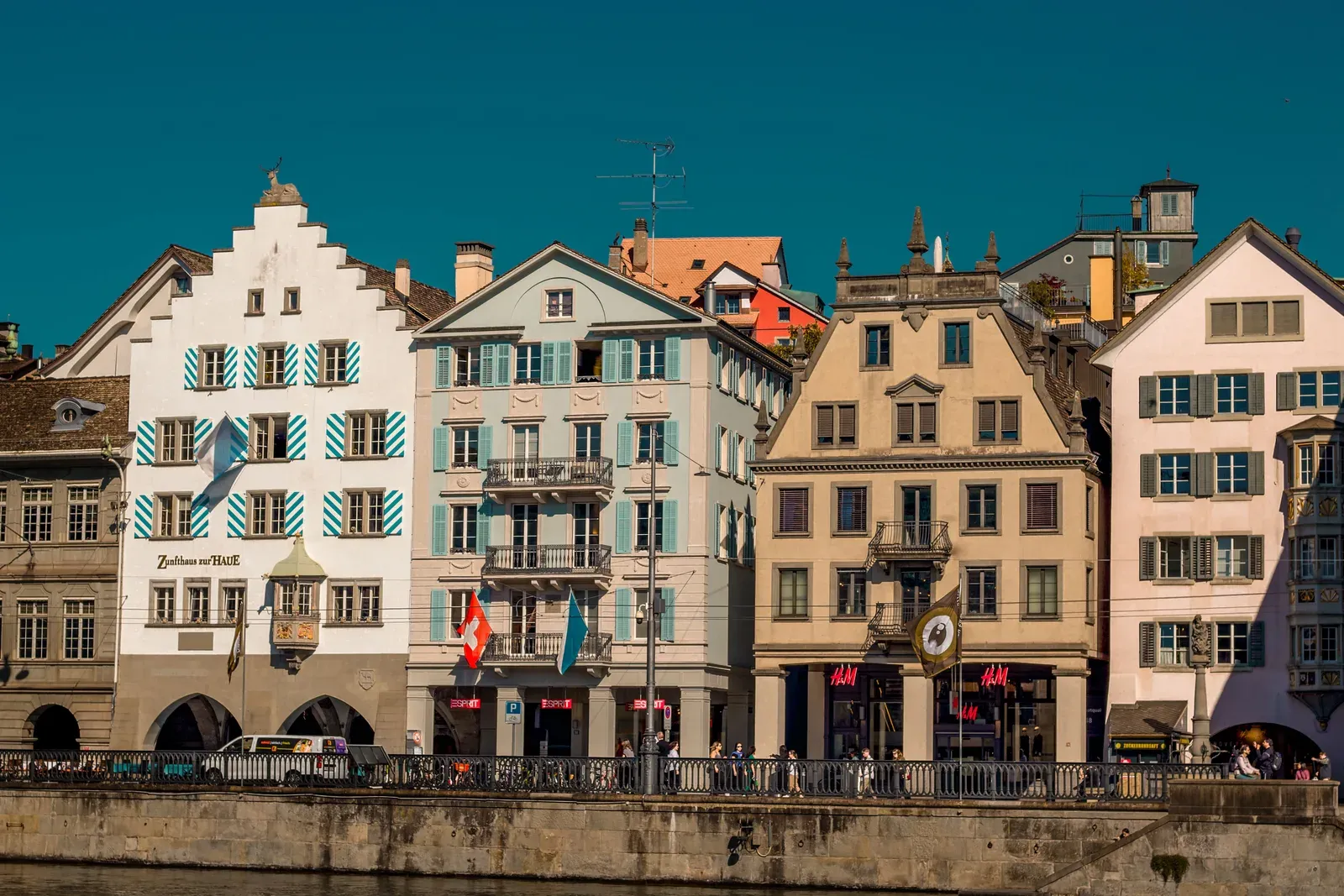 Uitzicht op de oude binnenstad van Zürich, Zwitserland