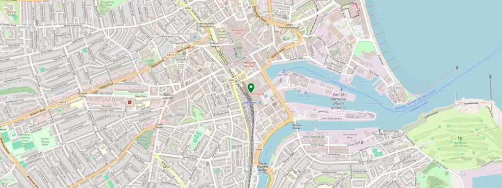 Map showing the location of Aberdeen