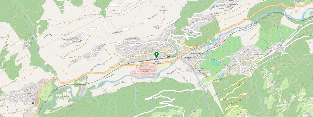 Karte mit der Lage von Aime-la-Plagne