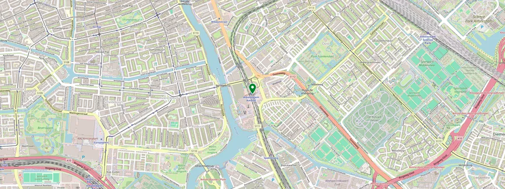 Kaart met de locatie van Amsterdam Amstel