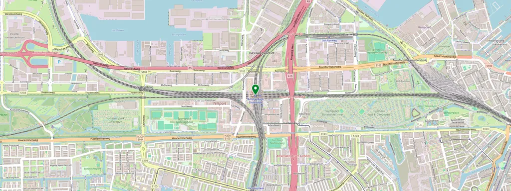 Kaart met de locatie van Amsterdam Sloterdijk