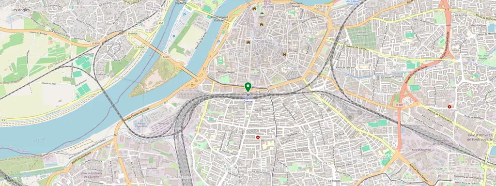 Kaart met de locatie van Avignon Centre