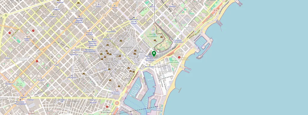 Karta som visar var Barcelona Estació de França ligger