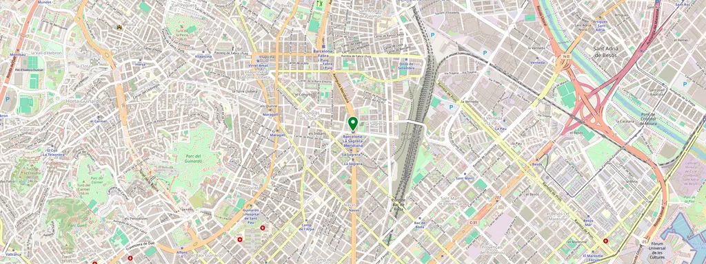 Karta som visar var Barcelona la Sagrera Meridiana ligger