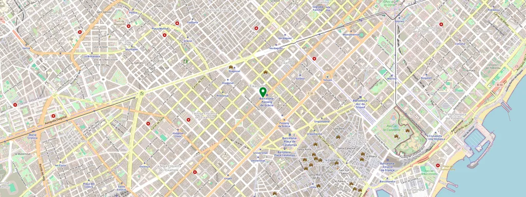 Karta som visar var Barcelona Passeig de Gràcia ligger