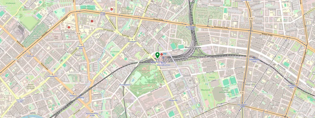 Mapa que muestra la ubicación de Berlin Gesundbrunnen