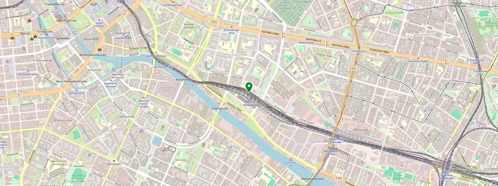 Mappa che mostra la posizione di Berlin Ostbahnhof