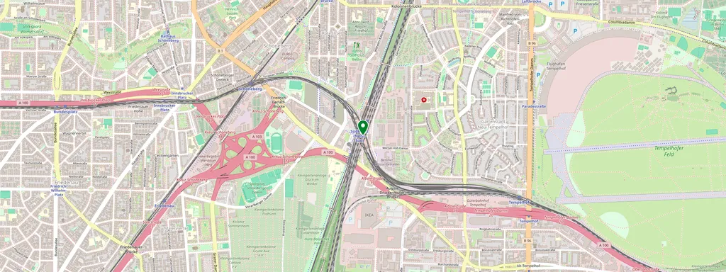 Carte montrant l’emplacement de Berlin Südkreuz