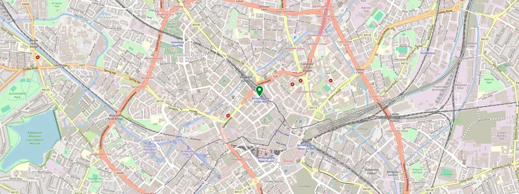 Kaart met de locatie van Birmingham Snow Hill
