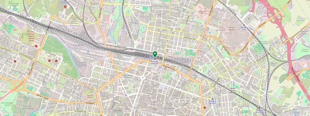 Karta som visar var Bologna Centrale ligger