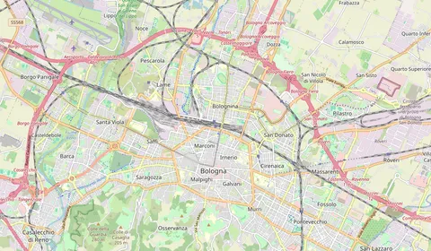 Karta som visar var Bologna Centrale ligger