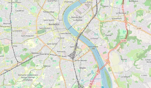 Mapa que muestra la ubicación de Bordeaux St-Jean