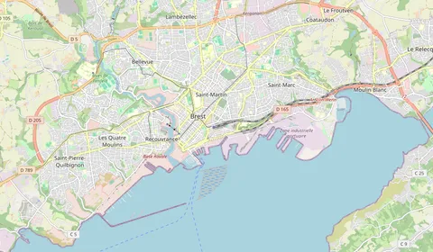 Kaart met de locatie van Brest