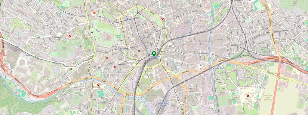 Karta som visar var Brno hl.n. ligger