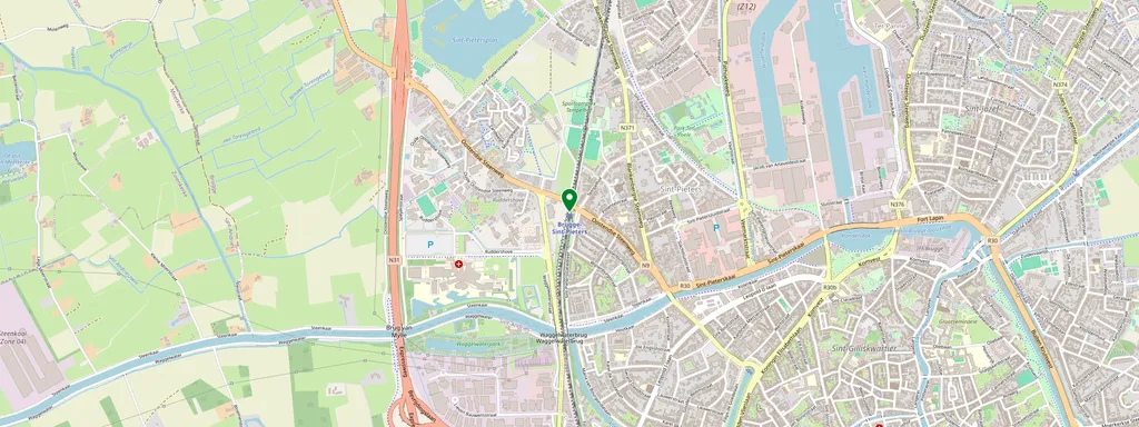Kaart met de locatie van Brugge-Sint-Pieters
