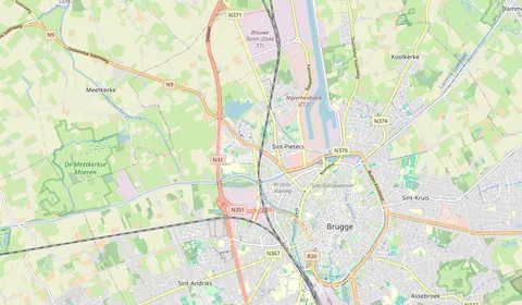 Kaart met de locatie van Brugge-Sint-Pieters