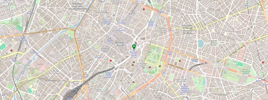 Carte montrant l’emplacement de Bruxelles-Central