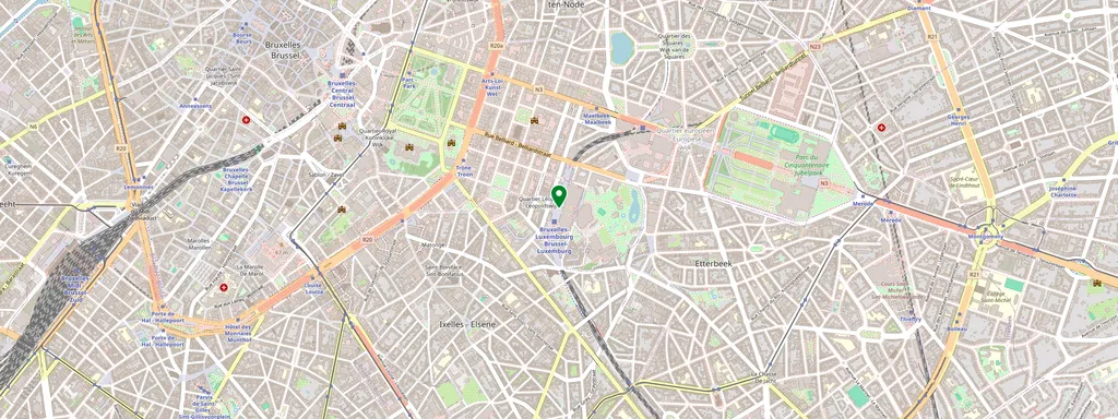 Carte montrant l’emplacement de Bruxelles-Luxembourg