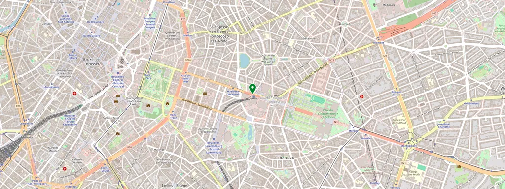 Carte montrant l’emplacement de Bruxelles-Schuman