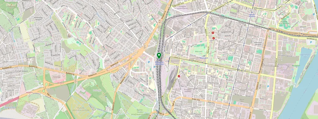 Mapa que muestra la ubicación de Budapest-Kelenföld