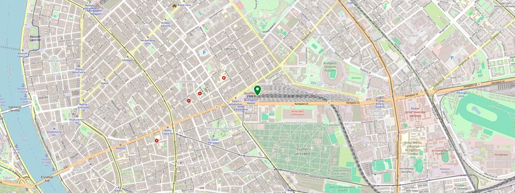Mapa que muestra la ubicación de Budapest-Keleti