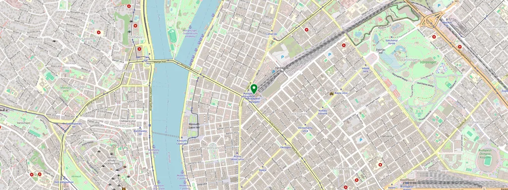 Mapa que muestra la ubicación de Budapest-Nyugati