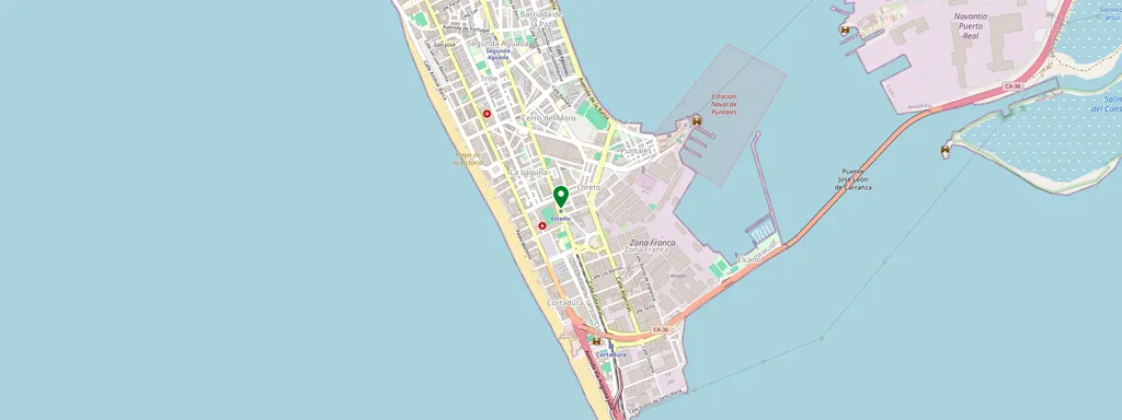 Kaart met de locatie van Cádiz-Estadio
