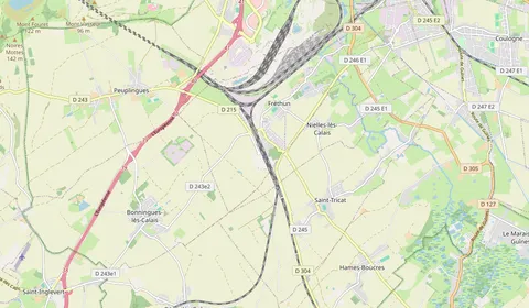 Map showing the location of Calais Fréthun