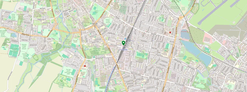 Carte montrant l’emplacement de Cambridge