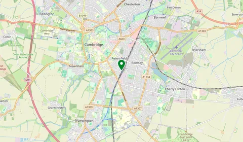 Map showing the location of Cambridge