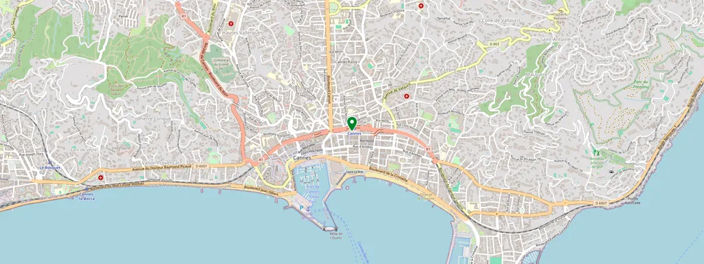 Map showing the location of Cannes