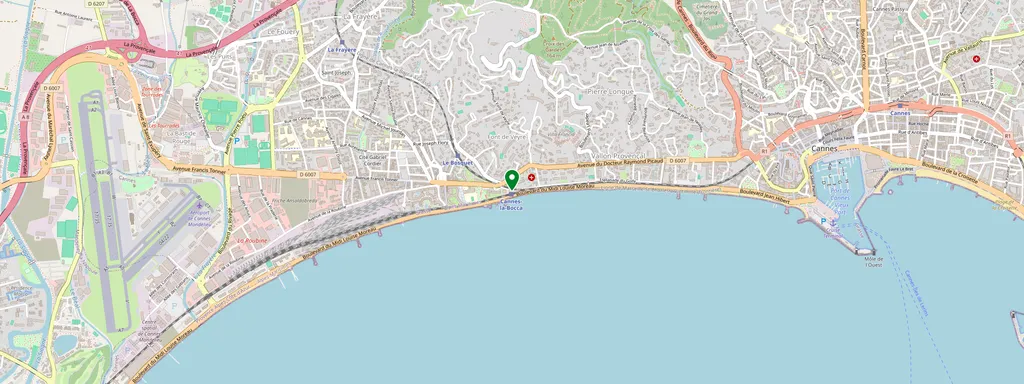Kaart met de locatie van Cannes-La Bocca