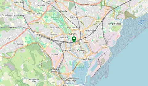 Map showing the location of Cardiff Central