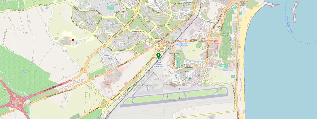 Karta som visar var Catania Aeroporto Fontanarossa ligger
