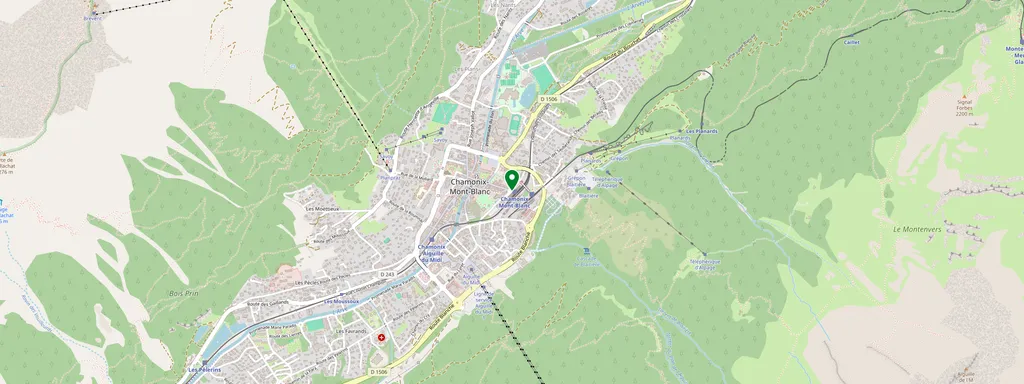 Kaart met de locatie van Chamonix Mont Blanc