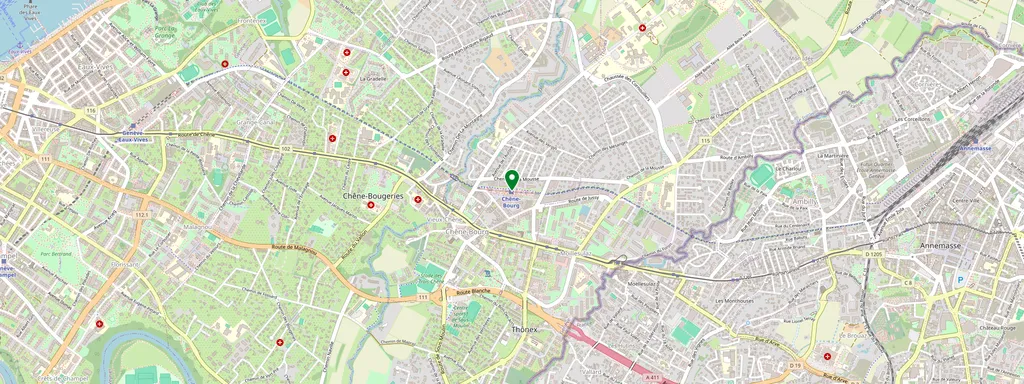 Carte montrant l’emplacement de Chêne-Bourg