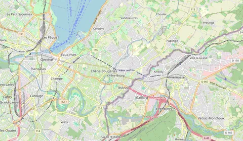 Karte mit der Lage von Chêne-Bourg