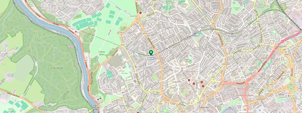 Map showing the location of Clifton Down