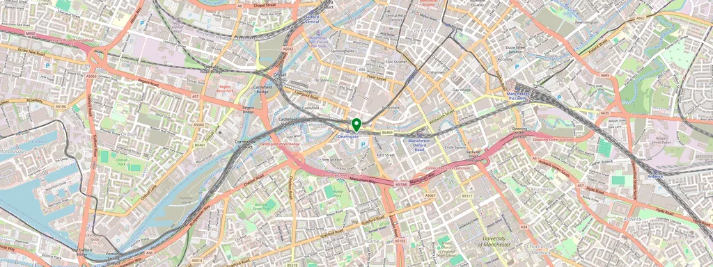 Map showing the location of Deansgate