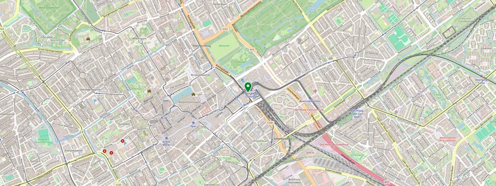 Kaart met de locatie van Den Haag Centraal