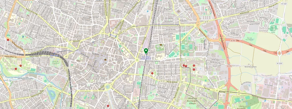 Kaart met de locatie van Dijon Porte Neuve