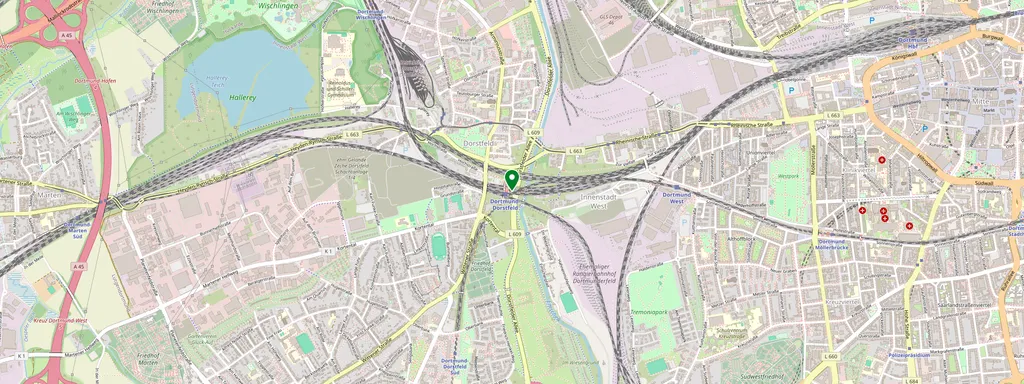 Mappa che mostra la posizione di Dortmund-Dorstfeld